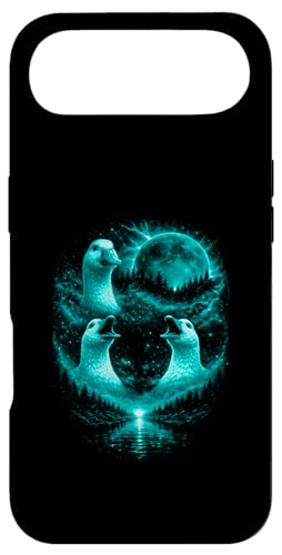Funny 3 Howling Silly Goose At The Ice Blue Full Moon �����Y �X�}�z�P�[�X iPhone Air �p