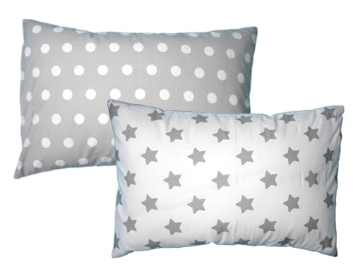 Funda de almohada para bebés y niños pequeños (tamaño de 60 x 40 cm), paquete de 2 unidades, 100% algodón (1)