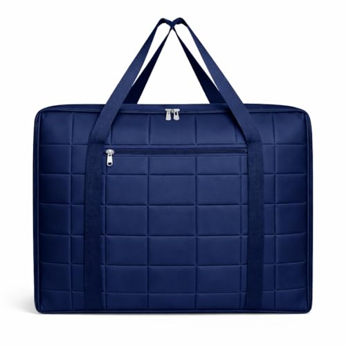 AJJIVA HANDICRAFTS Polyester Double Bed Blanket Bag Cover/Duvet Storage Bag/Saree Bag/Household Storage Bag With Water Proof Dust Proof, 60x50X38 cm. (1, NEVY BLUE, Double Bed Blanket Storage Bag) - Image 3
