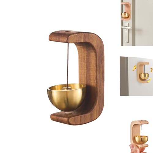 JJKTO Timbre De Puerta De Metal Retro,Timbre para Propietarios De Tiendas，Campanas para Tienda, Campanas De Alarma，Campanilla De Latón Viento De Madera Creativa Vintage para Decoración De Entrada