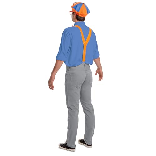 Disguise Men's Kit for Adult, Official Blippi Outfit with Hat Glasses and Bowtie Costume Accessories, Multicolored, One Size