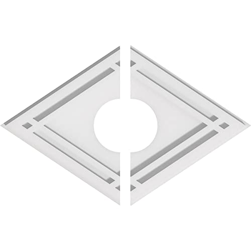 Image of Ekena Millwork CMP18X12DD2-04000 Diamond Architectural Grade PVC Contemporary, Two Piece Urethane Ceiling Medallions 18 inchW x 12 inchH x 4 inchID x 6 1 /4 inchC x 1 inchP