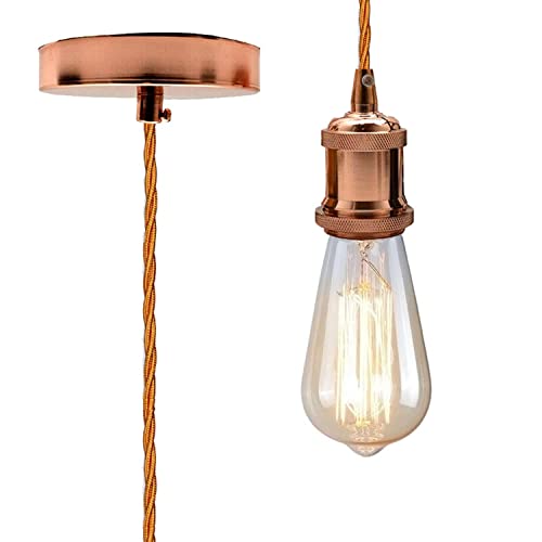 LEDSone Vintage Rose Gold E27 Pendant Light Fitting - Image 4