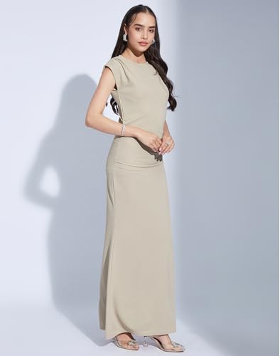 Image of SIRIL Western Dress | Polyester Solid Dress for Women | Bodycon Dress for Women
