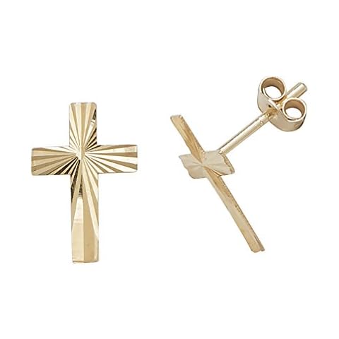 9ct Gold Ladies Cross Stud Earrings - 11mm*7mm WJS1851 Cover