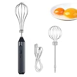 Kabelloser manueller Schneebesen – Schneebesen aus Edelstahl, verstellbar mit 3 Geschwindigkeiten, Stabmixer, wiederaufladbarer Küchenmilchaufschäumer für Milchshakes, Eier, Butter, Kaffee, Milch, Bev