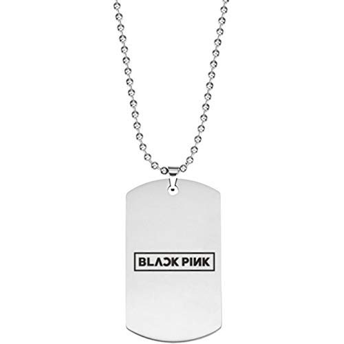 Aohua Elegante K-Pop Blackpink Acero Inoxidable Letras Letras Collar con Colgante Jennie Jisoo Lisa Rosado Regalos para Fans para Cumpleaños, San Valentín, Aniversario - Blackpink