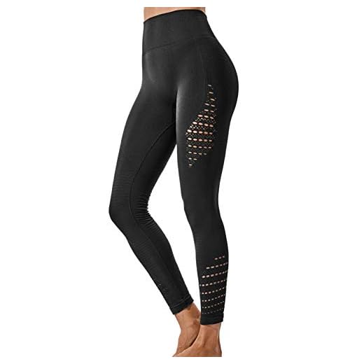 FITTOO Leggings Sin Costuras Corte de Malla Mujer Pantalon Deportivo Alta Cintura Yoga Elásticos Fitness Seamless #1 Negro Large