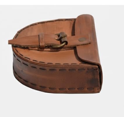 Brújula antigua de latón con estuche de cuero miniatura 5