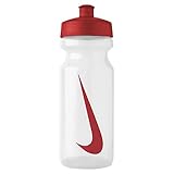 Esta botella no contiene BPA. Nike Unisex - Botella para Adultos Big Mouth, Color Clear/Sport Red, tamaño Talla única