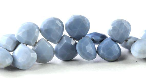 Perles opale bleue d'Oregon cœur briolette facettée nuances bleu clair LKBEADS