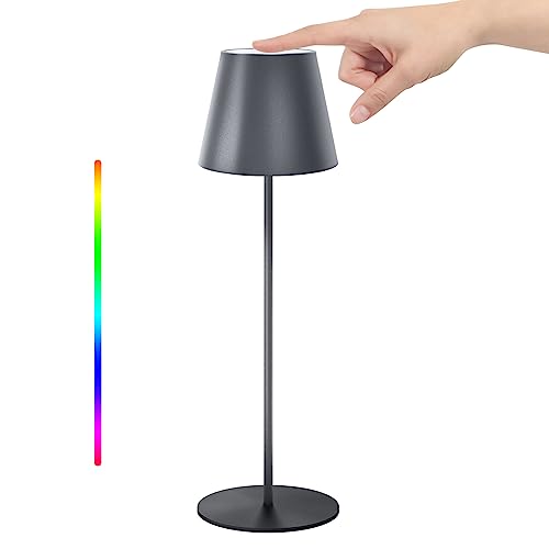 MALUX Tischlampe Kabellos aus Metall Dimmbar Led Tischleuchte Kabellos 8...