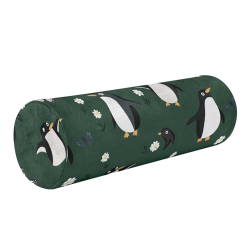miaozhen Cartoon Cute White Penguin Bolster Pillow Cotton Round Pillow Forms almohada para columna 5.5''x17''