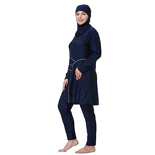 Plus Size Muslim Swimsuits for Women Rash Guard Swimwear Top Pants with Hijab/Cap2