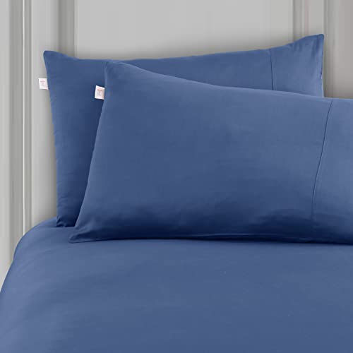 Image of Spread Spain Madison Avenue Cotton with Light Silky and Sateen 400 Thread Count 2 Pillow Cover (18 inch x 27 inch inch American Blue)