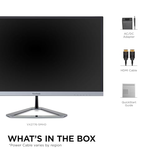Image of ViewSonic VX2276-SMHD 22 Inch 1080p Monitor, IPS Display with Ultra-Thin Bezels and Eye Care Technology for Home and Office Entertainment, DisplayPort, HDMI, and VGA Inputs