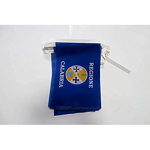 Image of AZ FLAG Calabria 6 meters BUNTING Flag 20 flags 9'' x 6'' - Italy - Italian Region STRING flags 15 x 21 cm