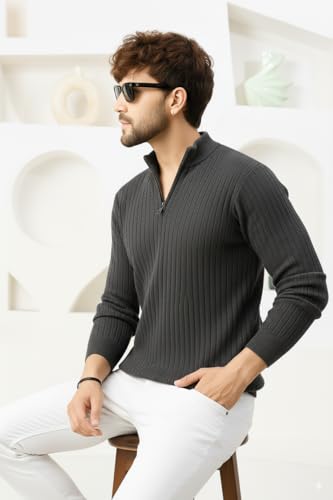 Image of Pivl Men's Winter Half Zip Solid Warm Sweater