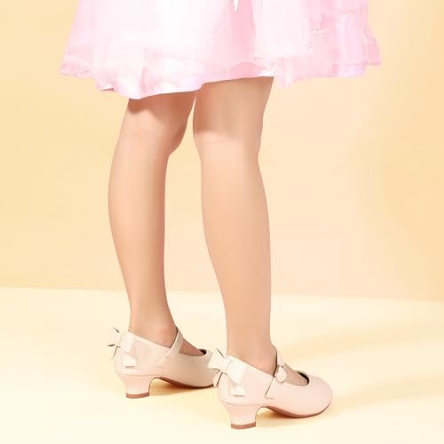 Image of PANDNAINJIA Girls Dress Shoes Toddler Heels Mary Jane Pumps