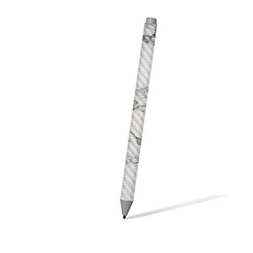 Image of MightySkins Carbon Fiber Skin for Microsoft Surface Pen - White Marble | Protective, Durable Textured Carbon Fiber Finish | Easy to Apply, Remove, and Change Styles | Made in The USA