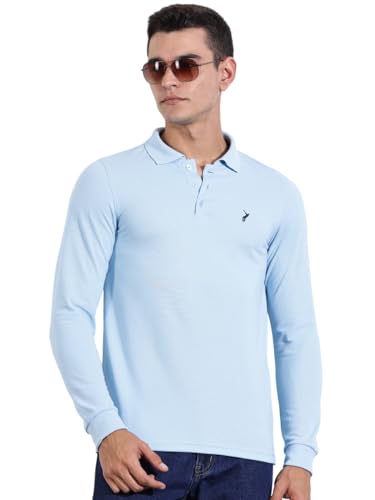 Image of Thomas Scott Men's | Solid | Full Sleeve | Regular Fit | Cotton Blend | Polo Collar | Casual Tshirt