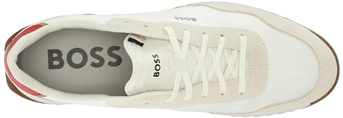 Image of BOSS Men's Zayn Low Profile Suede Leather Two Tone Sneaker