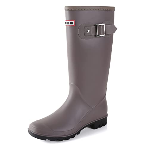 Foinledr Botas de Agua Mujer Botas de lluvia Comodas Botas Agua Botines Botas de Goma Botas Para La lluvia Rain Boots, Gris, 39 EU