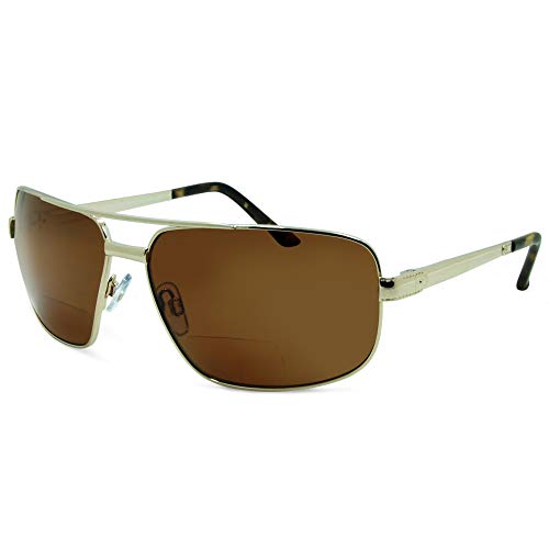 Image of In Style Eyes Just Chillin' Aviator Bifocal Sunglasses - Metal Frame Bifocal Polarized Sunglasses - Polarized Aspheric Lens