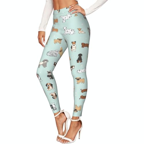 Leggings de compresión deportivos para mujer mallas transpirables con estampado de perro