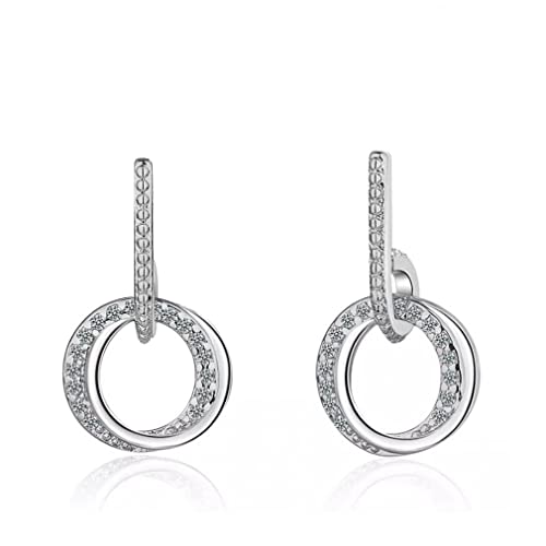 Boucles d'oreilles argent circle zircon pour femme chic