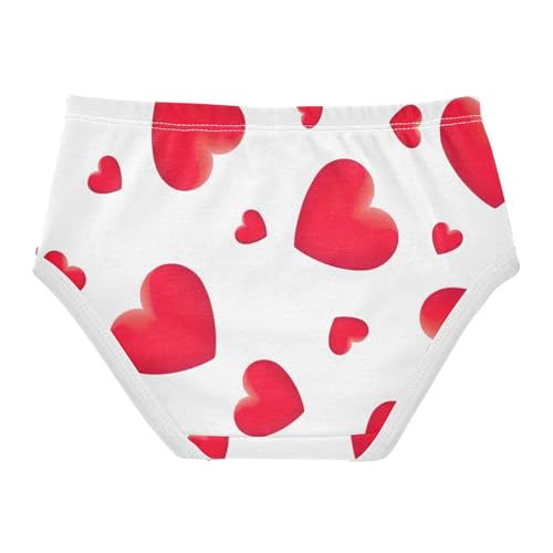 Girls Underwear Toddlers 2t Cotton Panties for Girl Funny Underpants Briefs Red Hearts White2