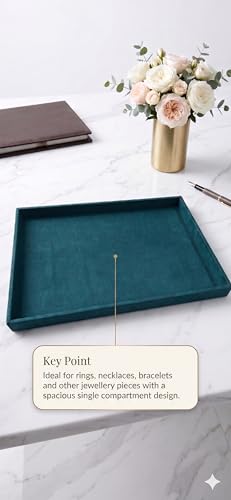 Image of Luxury Velvet Jewelry Organizer Tray for Watch Sunglasses Bangles Earrings Rings Chains Necklace & Others Storage Display Tray in Green