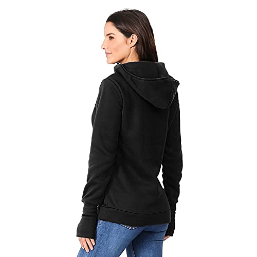 Duohropke Jersey de lactancia para mujer, manga larga, cuello alto, jersey de maternidad, sudadera de invierno con bolsillos, sudadera de lactancia de dos capas, para embarazo, ropa de maternidad