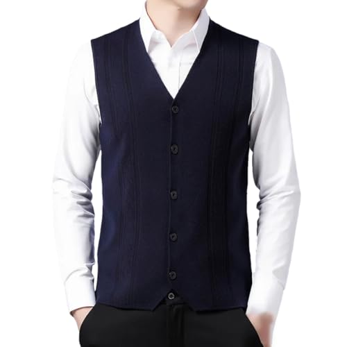 Men's Stylish Sleeveless V-Neck Cardigan Vest Perfect for Office Wear in Spring and Fall.