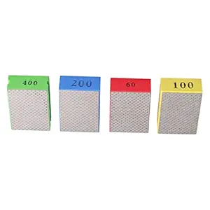 Electroplated Sanding Block, Hand Polishing Pad 4Pcs Sponge 60 100 200 400 Grit Trimming for Tile for Concrete for Stone