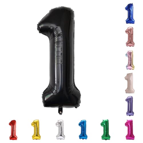 YPSelected 32 Inch Large Foil Helium Number Balloon Birthday Wedding Party 0-9 (Black, 1)