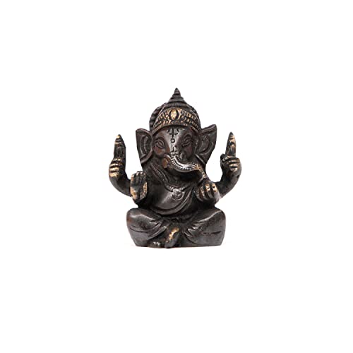 Yogateria Estátua Decorativa Ganesha 100% Bronze 7cm 240g (preto)