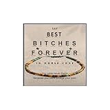 Strong As Fck Morse Code Motivational Bracelet For Women, Adjustable Natural Tiger Eye African Turquoise Stackable Bead Wrap Bracelets With Hidden Message Fashion Motivational Gift Jewelry (BEST BITCHES)