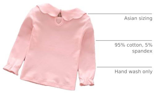 Image of Baby Girl Kids Blouses Long Sleeves Solid Color Doll Collar T-Shirt Top Bottom