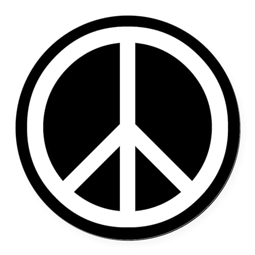 CafePress White Peace Sign Round Car Magnet, Magnetic Bumper Display