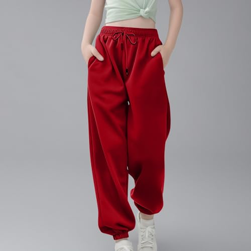 Moonker Girls Wide Leg Pants Daily Elastic Waist Straight Sport Casual Solid Pants Loose Long Trousers Warm2