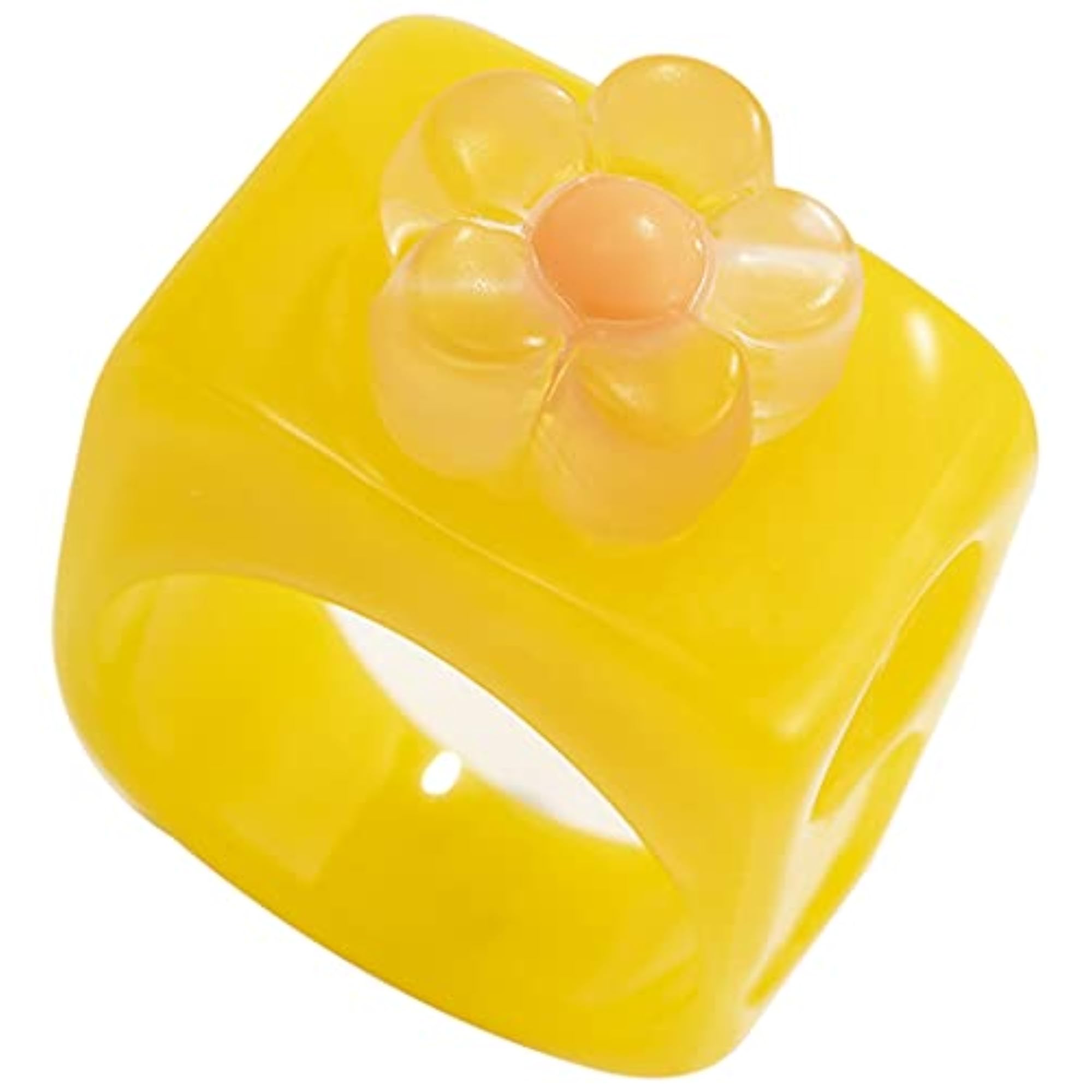 Women's Resin Chunky Flower Elegant Dainty Ring, Stackable