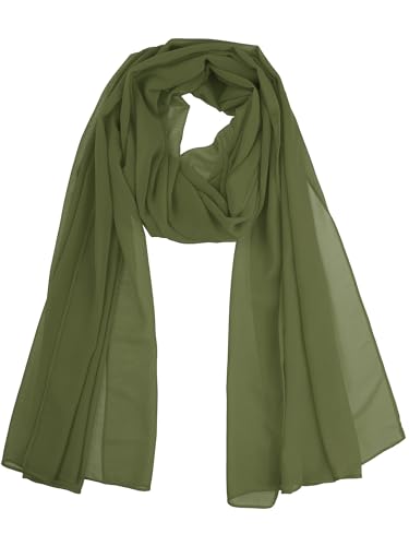 Women's Solid Chiffon Scarf, Lightweight Soft Sheer Long Head Wrap Shawl Scarves for All Season