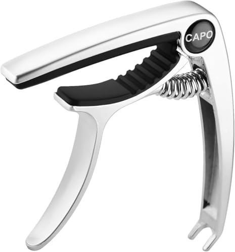 Guitar Capo for 6-String Acoustic and Electric Guitars, Quick-Change Clamp, Silver