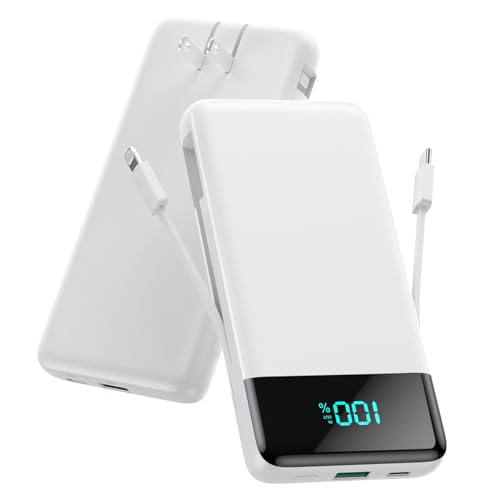Portable Charger for iPhone Built in Cables and Wall
