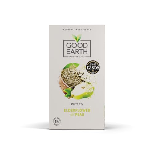 Good Earth Tea Co. Elderflower & Pear Tea Bags Fruit Flavoured Herbal Blend with Sweet Pear and Elderflower 15 Plant-Based Teabags