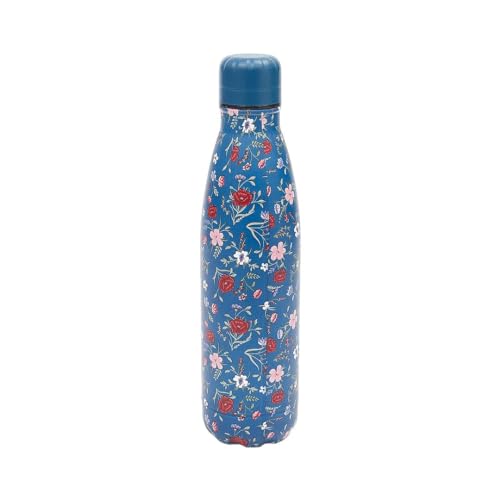 Eco Chic Reusable Thermal Bottle Stainless Steel Leakproof Insulated Water Bottle (Floral Navy)
