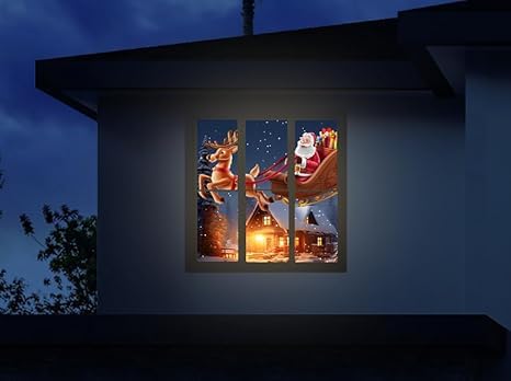 Portable Holographic Projector Screen: Halloween Christmas Dual-Sided Door/Window Projection Screen for Home Wall Window Patio Yard Outside (40