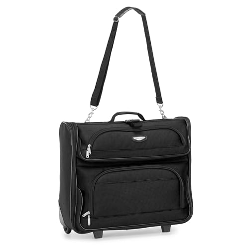Travel Select Amsterdam Business Rolling Garment Bag, Softside Expandable Rolling 2-Wheeled Suit Carrier, Black, One Size