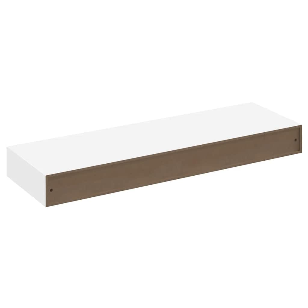 Estantería de pared con cajón de 80 cm, estante flotante blanco mate de MDF, con fijación invisible, para decoración, libros y llaves, incluye material de montaje